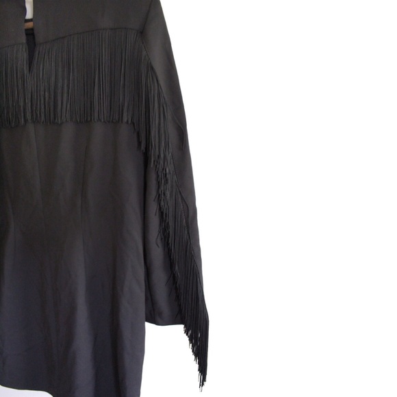Zara NWT Shoulder Pad & Fringe with Long Sleeves Mini Dress Small - Picture 7 of 8